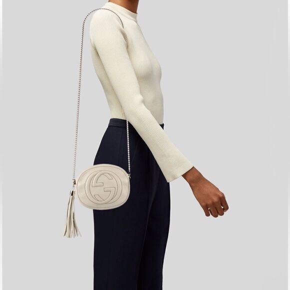 Gucci Mini SoHo Crossbody Chain Bag - Cream and Gold - Picture 13 of 13